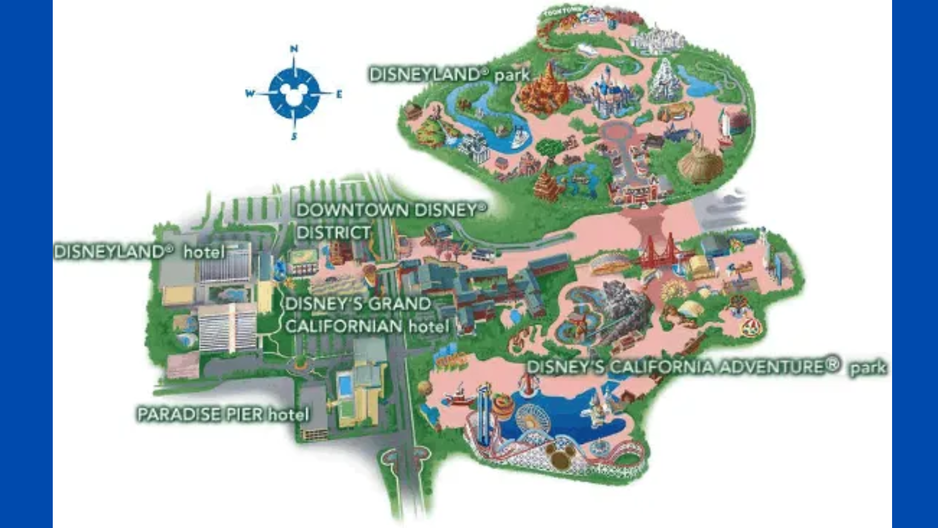 ¿Qué tan lejos están Disneyland y California Adventure?