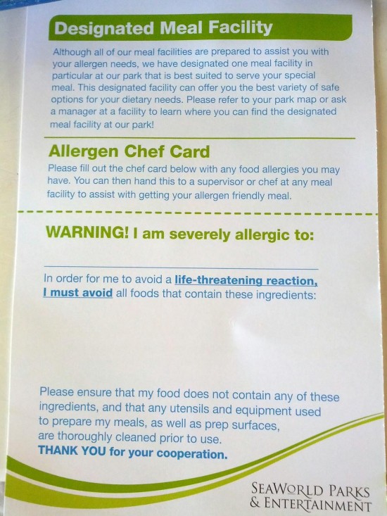 SeaWorld y Busch Gardens ahora ofrecen a los huéspedes con alergias alimentarias opciones gastronómicas nuevas y personalizadas