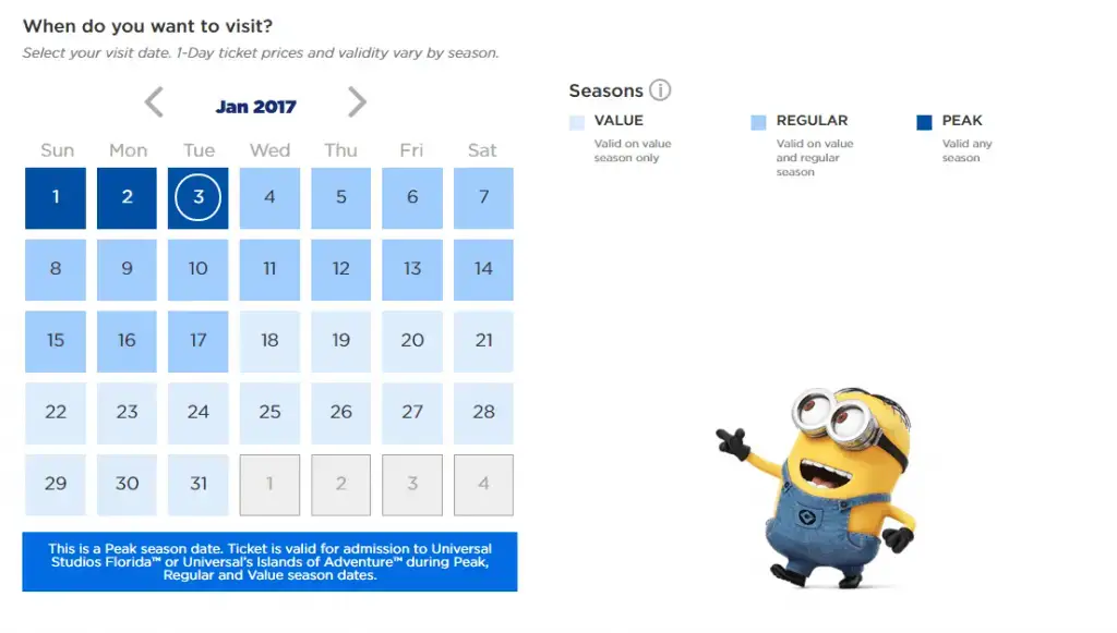 Universal Orlando implementa completamente los precios estacionales en boletos de un día