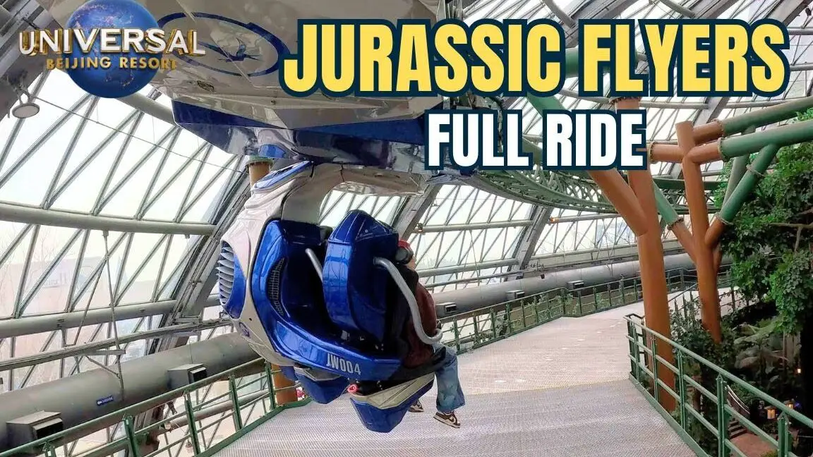 Montaña rusa motorizada Jurassic Flyers PASEO COMPLETO Universal Studios Beijing
